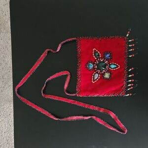 Vintage style red velvet bag